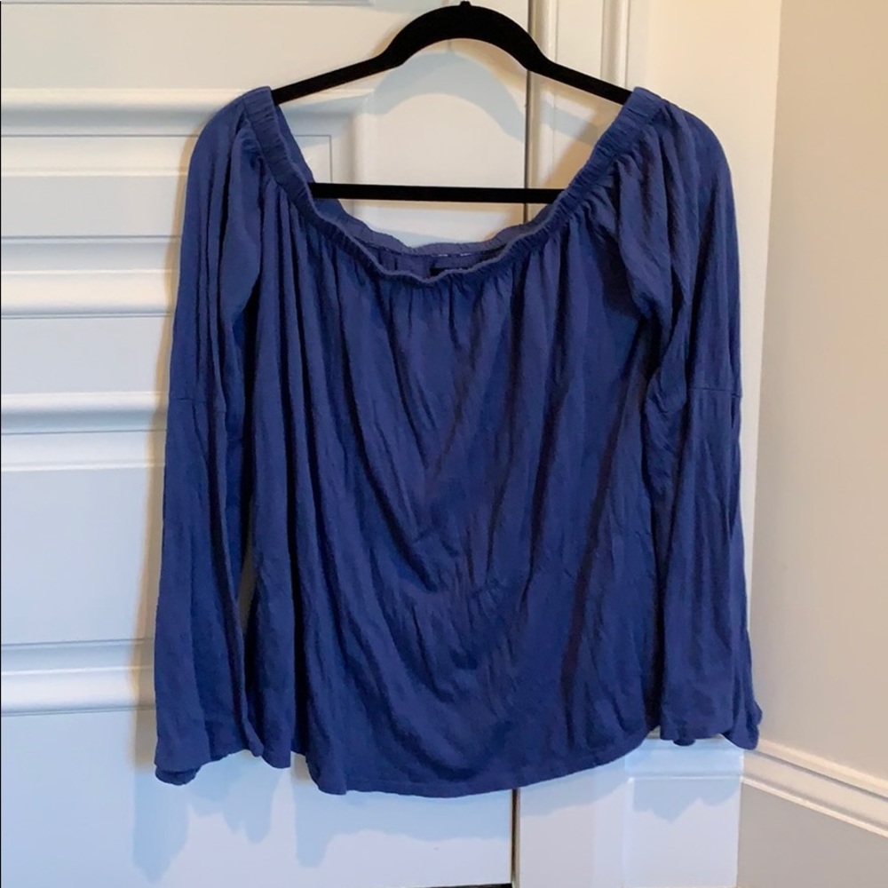 Michael Lauren blue off the shoulder top.